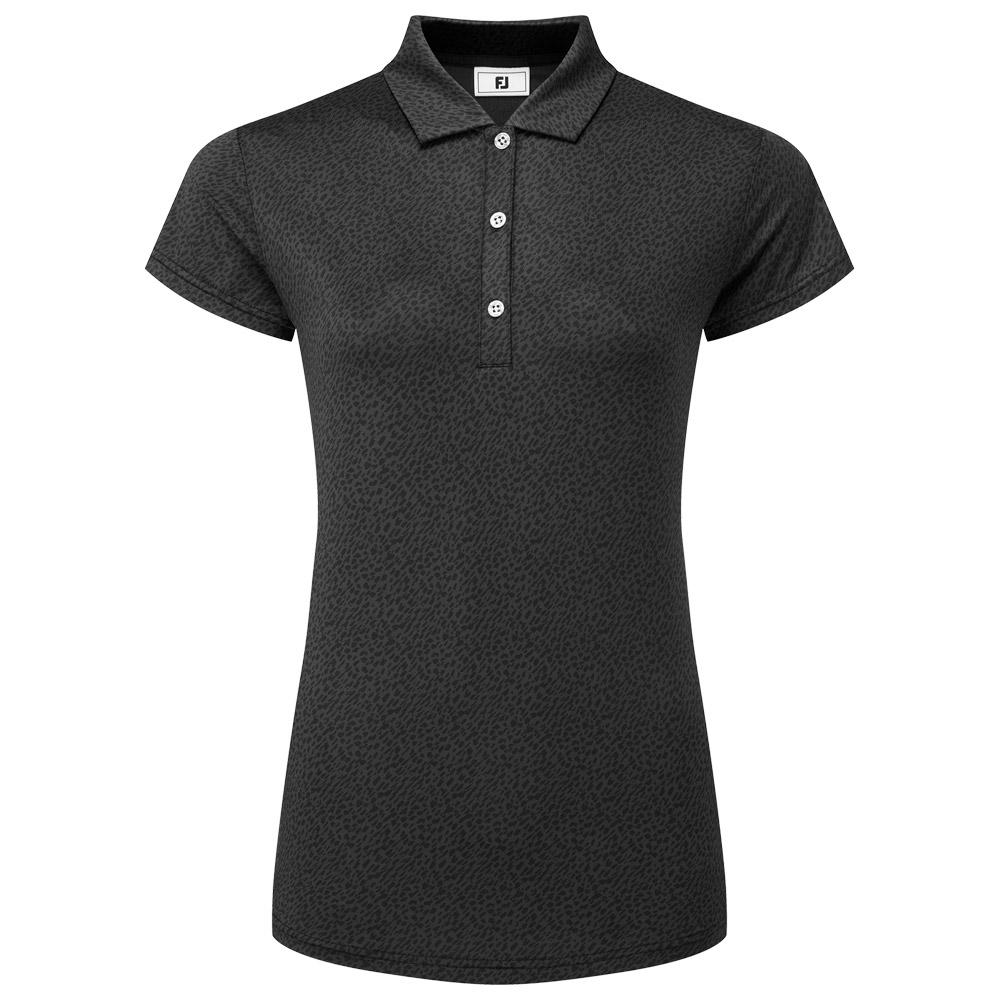 Animal Print Cap Sleeve Shirt Black - L