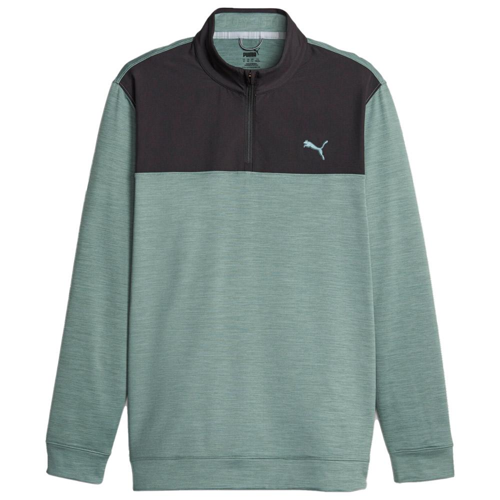 Puma Golf - Colorblock 1/4 Zip Black Eucalyptus Heather - L - Pull