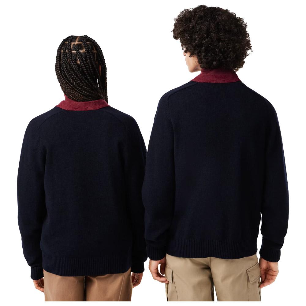 Pull Lacoste Cardigan Navy Multicolor Hiver 2024 Monsieurgolf