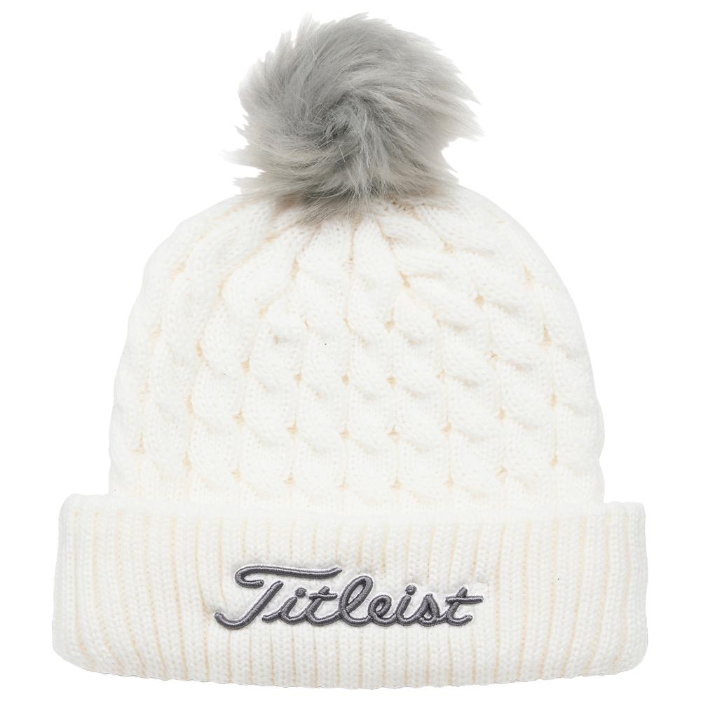 Cable Knit Pom Pom White Grey