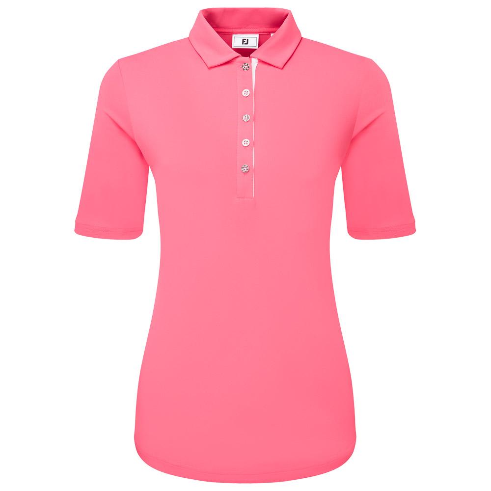 Half Sleeve Ruched Lisle Pink Lemonade - L