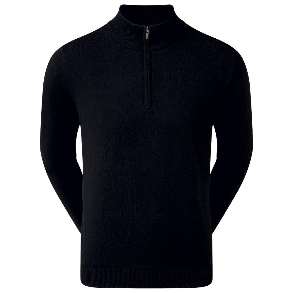 Wool Blend 1/2 Zip Lined Pullover Black - XXL