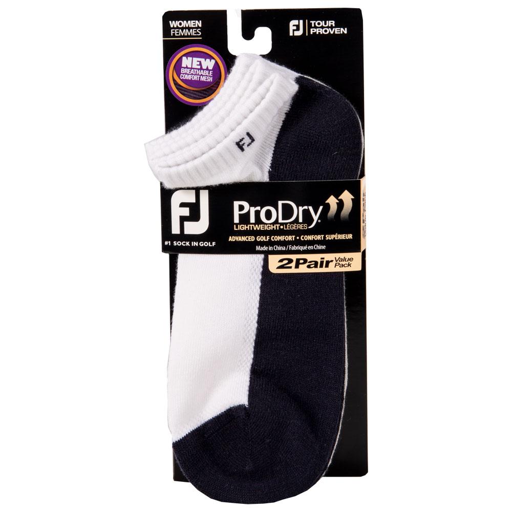 Lot De 2 Paires Chaussettes FootJoy Pro-Dry – Femmes, Taille 9-11, Blanches, Sport
