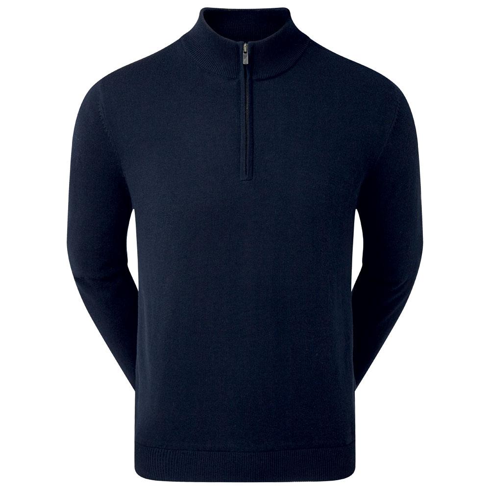 Wool Blend 1/2 Zip Lined Pullover Navy - XL
