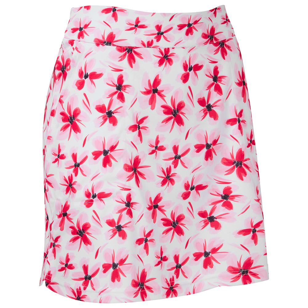Floral Print Knit Skort Pink Red Black - XS