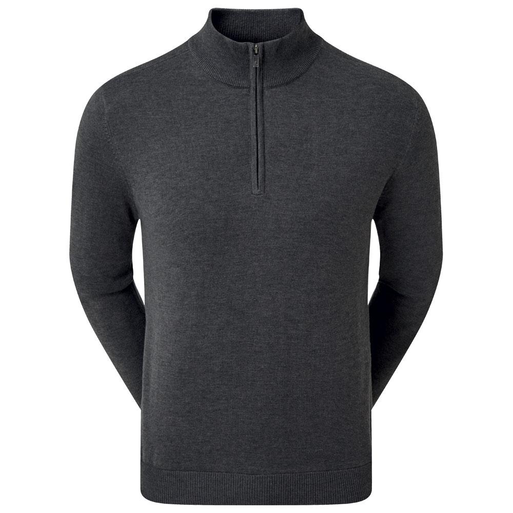 Wool Blend 1/2 Zip Lined Pullover Charcoal - XL