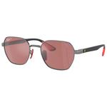 Ray Ban Sonnenbrille RB3794M Scuderia Ferrari Collection Polished Gunmetal Chromance Violet Silver Polar Präsentation