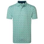 Footjoy Polohemde Surfs Up Print Lisle Field Green White Sunshine Präsentation