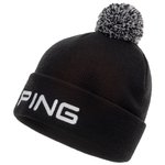 Ping Bonnet Classic Knit Bobble Black White Présentation