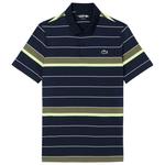 Lacoste Polohemde Polo Stripes Marine Olive Jaune Fluo Präsentation