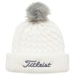 Titleist Bonnet Cable Knit Pom Pom White Grey Présentation