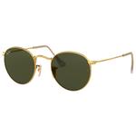 Ray Ban Sonnenbrille RB3447 Round Metal Polished Gold Green G-15 Präsentation
