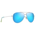 Maui Jim Sonnenbrille Hauoli XL Argent Brillant Bleus Verts Bleu Hawaï MauiPure Präsentation