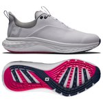 Footjoy Chaussures sans spikes Quantum White Blue Pink Présentation