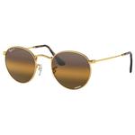Ray Ban Sonnenbrille RB3447 Round Metal Polished Gold Chromance Silver Brown Polar Präsentation