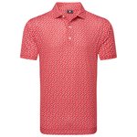 Footjoy Polohemde Floral Sketch Print Lisle White Hibiscus Präsentation