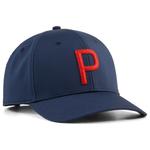 Puma Golf Cap Heritage P Cap Deep Navy Candy Apple Präsentation