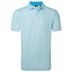 Footjoy Polohemde Surfs Up Print Lisle Deep Reef White Sea Glass Präsentation