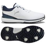 Puma Golf Schuhe mit Spikes Fusion Grip ST White SilverDeep Navy Präsentation