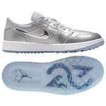 Nike Schuhe ohne Spikes Air Jordan 1 Low Nrg Metallic Silver Präsentation