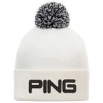 Ping Mütze Classic Knit Bobble White Black Detail