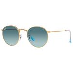 Ray Ban Lunettes de soleil RB3447 Round Metal Polished Gold Blue Présentation
