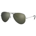 Ray Ban Sonnenbrille RB3025 Aviator Polished Silver Grey Polarized Präsentation