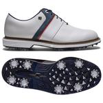 Footjoy Schuhe mit Spikes Premiere Series White Blue Red Präsentation