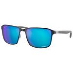 Ray Ban Sonnenbrille RB3721 Polished Black Silver Chromance Polar Blue Präsentation