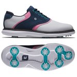 Footjoy Chaussures avec spikes Traditions White Navy Pink Présentation