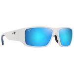 Maui Jim Sonnenbrille Keha Asian Fit Blanc Mat Bleu Hawaï Minéral SuperThin Präsentation
