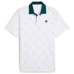 Puma Golf Polo Pure 2.0 Argyle Polo White Glow Green Terrain Présentation