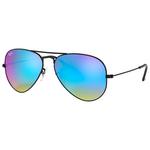 Ray Ban Sonnenbrille RB3025 Aviator Polished Black Blue Flash Präsentation
