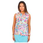 Chiberta Polohemde Tee Sleeveless Ecru Bleu Präsentation