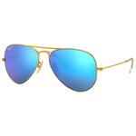 Ray Ban Sonnenbrille RB3025 Aviator Mat Gold Blue Polarized Präsentation