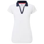 Footjoy Polohemde Cap Sleeve Print Trim Lisle White Navy Präsentation