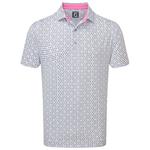 Footjoy Polohemde Flying Wasp Print Lisle White Black Pink Präsentation