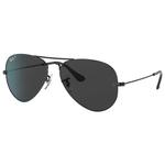 Ray Ban Sonnenbrille RB3025 Aviator Polished Black Total Black Polar Präsentation