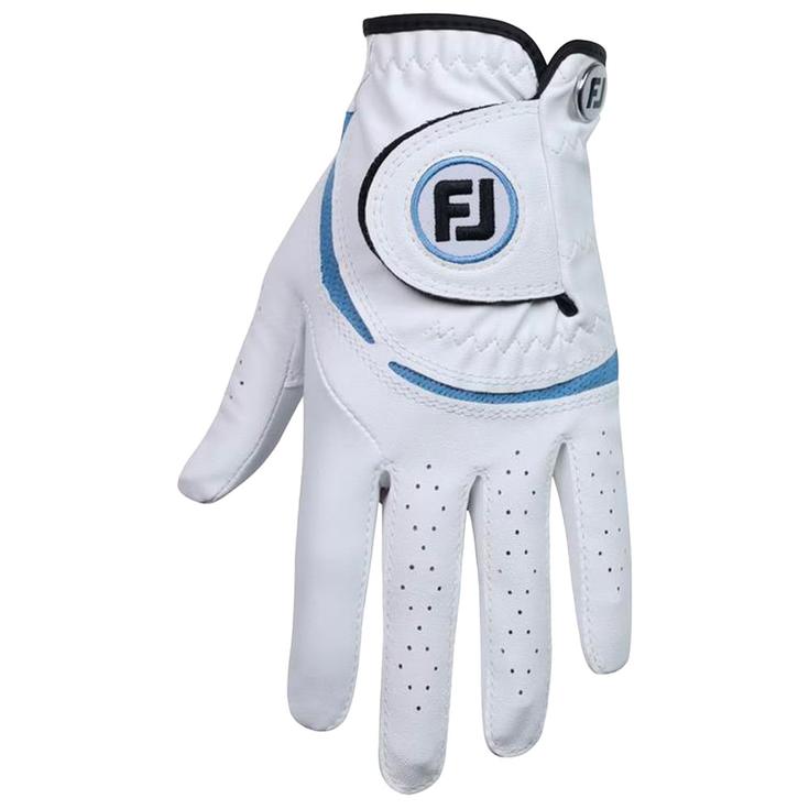 Footjoy Klassischer Synthetikhandschuh (einzeln) Junior White Cobalt Präsentation