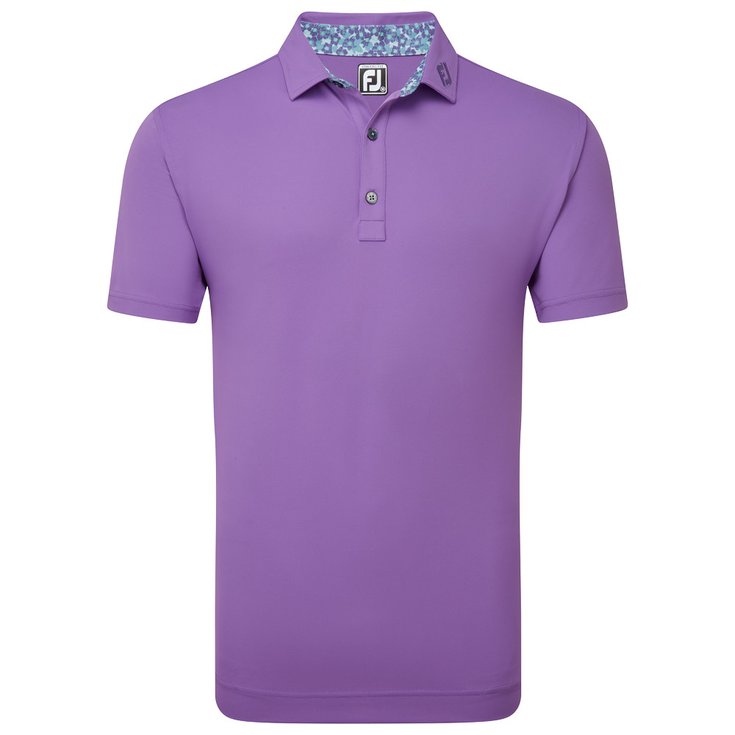 Footjoy Polohemde Solid With Primrose Trim Pique Thistle Präsentation