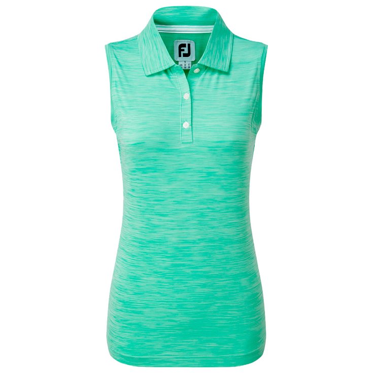 Footjoy Polo Women's Lisle Sleeveless Shirt With Neck Trim Jade Détail golf 1