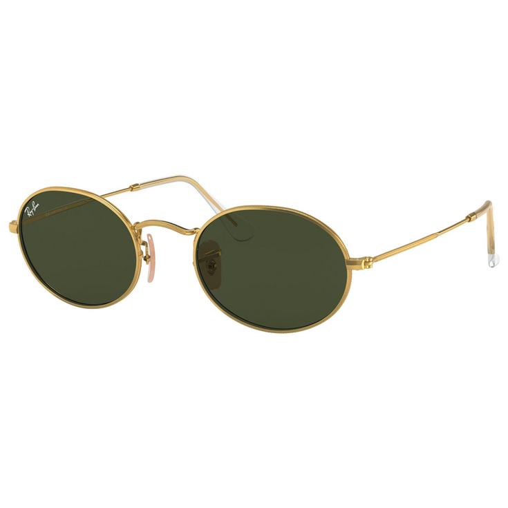 Ray Ban Sonnenbrille RB3547 Oval Metal Polished Gold Green G-15 Präsentation