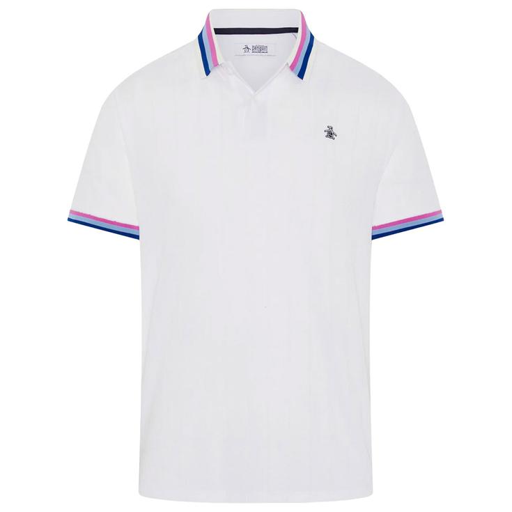Original Penguin Polohemde Performance Terry Ribbed Blocking Bright White Präsentation