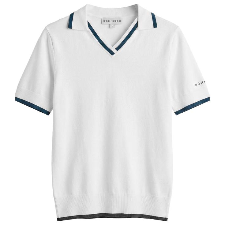 Rohnisch Polohemde Swing Knitted White Navy Präsentation