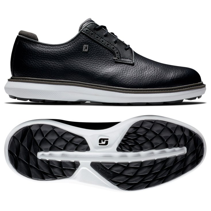 Footjoy Schuhe ohne Spikes Traditions Blucher Black Grey White Präsentation