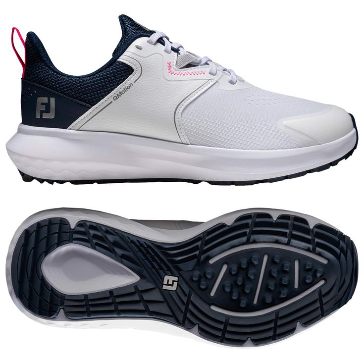 Footjoy Chaussures sans spikes Qmotion Women White Blue Pink Présentation