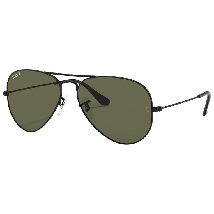 Ray Ban Sonnenbrille RB3025 Aviator Matte Black Green G-15 Polarized Präsentation