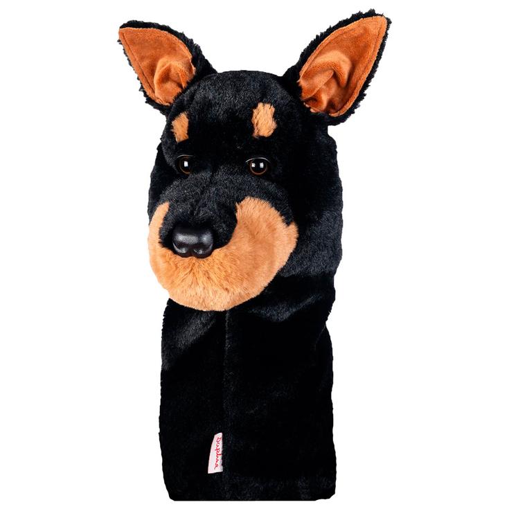 Daphne Schlägerhaube Couvre-Bois Peluche Dobermann Präsentation