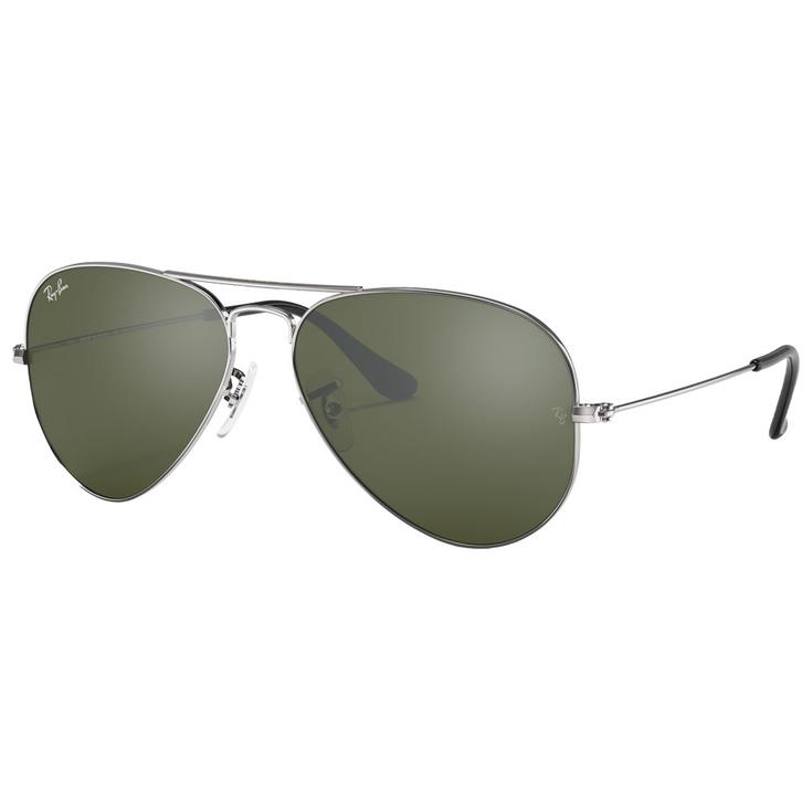 Ray Ban Sonnenbrille RB3025 Aviator Polished Silver Grey Präsentation