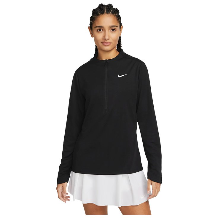 Nike Pullover Women's Dri-Fit Club UV Half-Zip Black White Präsentation